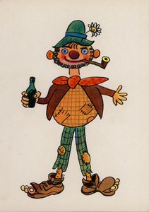 En av Walter Triers Crazy People (färglitografi) av Walter Trier