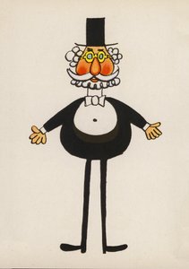 En av Walter Triers Crazy People (färglitografi) av Walter Trier