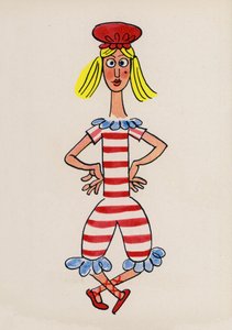 En av Walter Triers Crazy People (färglitografi) av Walter Trier