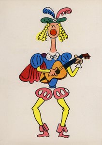 En av Walter Triers Crazy People (färglitografi) av Walter Trier
