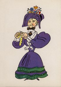 En av Walter Triers Crazy People (färglitografi) av Walter Trier