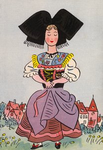 Walter Triers galna kostymer: Alsace, Frankrike (färglitografi) av Walter Trier