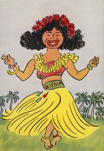 Walter Triers galna kostymer: Hawaii (färglitografi) av Walter Trier