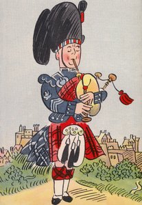 Walter Triers galna kostymer: Skottland (färglitografi) av Walter Trier