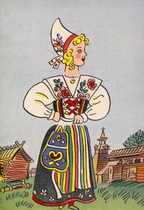 Walter Triers galna kostymer: Sverige (färglitografi) av Walter Trier