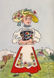 Walter Triers galna kostymer: Schweiz (färglitografi)