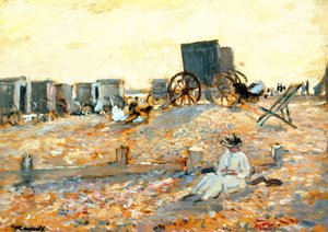 Strandscen (olja på panel)