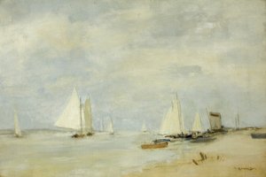 Yachts in the Cutting (olja på duk)