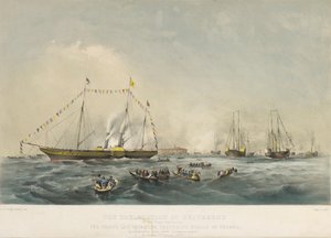 Prins Fredrik Vilhelm IV av Preussen (1795-1861) och hans hustru Elisabet av Bayern (1801-1873) gick ombord på fartyget Victoria and Albert i Gravesend, England, den 2 februari av Walter William May