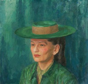 Grete Gamerith mit grünem Hut av Walther Gamerith