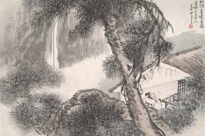 Läsning i Avskild Pine Studio (Song yin an) av Wang Su