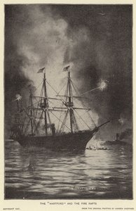 "Hartford" och eldflotterna (litho) av Warren Sheppard