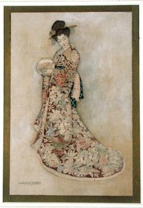 Geisha Girl (akvarell och guld på linne)