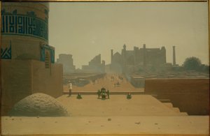 Huvudgatan i Samarkand från Citadellet på morgonen av Wassili W. Werestschagin