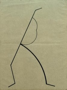 Analytisk ritning baserad på foton av den dansande Palucca, raka linjer som strävar uppåt baserat på enkla kurvor av Wassily Kandinsky