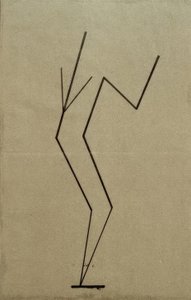 Analytisk ritning baserad på foton av den dansande Palucca, parallell konstruktion från en punkt nedan av Wassily Kandinsky