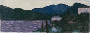 Bergigt landskap med sjö av Wassily Kandinsky
