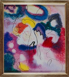 Glasmålning med en röd fläck av Wassily Kandinsky
