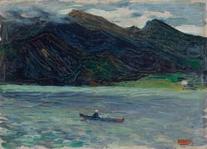 Kochelsjön med båt av Wassily Kandinsky