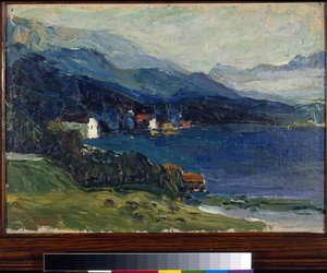 ""Lake Kochel"" målning av Vassily Kandinsky (eller Wassily Kandinsky eller Kandinskyj av Wassily Kandinsky