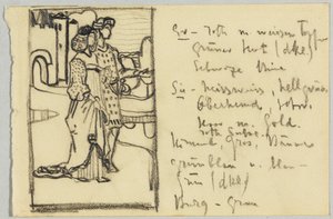 Par i medeltida dräkt framför slottet av Wassily Kandinsky