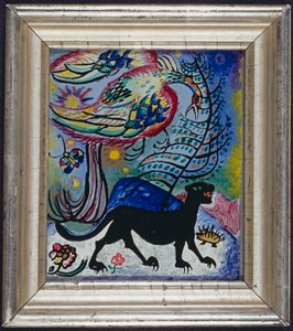 Fantasy fågel och svart panter av Wassily Kandinsky