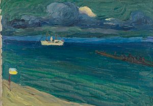 Rapallo - Seascape med ångbåt av Wassily Kandinsky