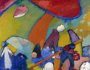 ""Beach Scene"" Målning av Vassily Kandinsky (eller Wassily Kandinski eller Kandinskij av Wassily Kandinsky