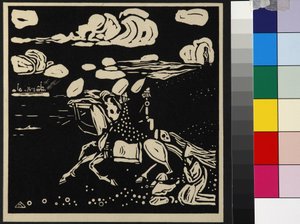 Riddarna (Les Chevaliers), av Kandinsky, Wassily Vasilyevich (1866-1944). Träsnitt av Wassily Kandinsky