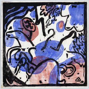 ""Tre ryttare i rött, blått och svart"" Målning av Wassily Kandinsky (eller Wassily Kandinski eller Kandinskij av Wassily Kandinsky