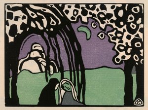 Två kvinnor i månlandskap (Blad 12 ur: "Klang") av Wassily Kandinsky