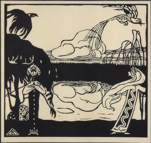 Två fåglar. 1907 av Wassily Kandinsky