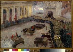 Den ryska revolutionen i februari 1917 till Moskva. (Februarirevolutionen i Moskva). Målning av Vasily Nikitich Meshkov (1868-1946) av Wassily Meshkov