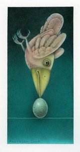 Balancing Bird, 2003 (blandteknik på konstkartong) av Wayne Anderson