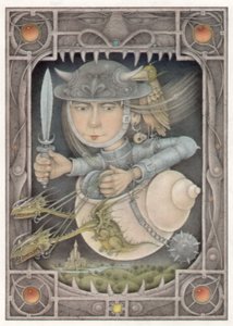 Female Warrior, 2005 (blandteknik på kartong) av Wayne Anderson