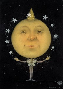 Juggling Full Moon (blyerts och färgkrita på papper) (par 150067) av Wayne Anderson