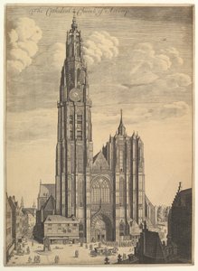 Antwerpens katedralprospekt Tvrris Ecclesiæ Cathedralis, 1649 av Wenceslaus Hollar