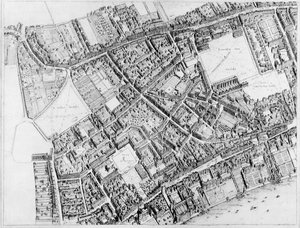 Fågelperspektiv över Londons västra centrala distrikt, 1660-6 av Wenceslaus Hollar
