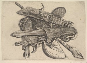 Pilbågar, koger och ett spjut, 1625-77. av Wenceslaus Hollar