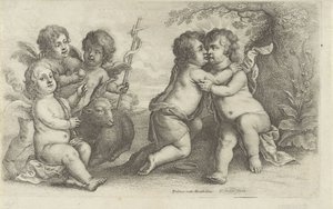 Kristus, Johannes och tre keruber Paedopaegnion (serietitel) av Wenceslaus Hollar