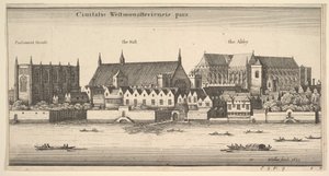 Del av staden Westminster, Westminster från floden, 1647. av Wenceslaus Hollar