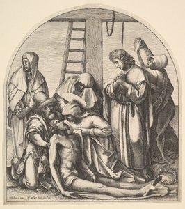 Nedstigning från korset, efter Holbein, 1640. av Wenceslaus Hollar