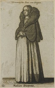 Dieppe kvinna av Wenceslaus Hollar