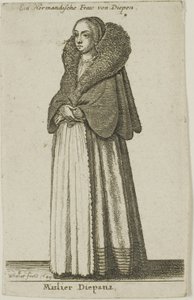 Dieppe kvinna av Wenceslaus Hollar