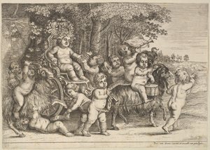 Elva gossar och tre getter, 1625-77. av Wenceslaus Hollar