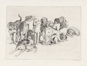 Elva jakthundar av Wenceslaus Hollar