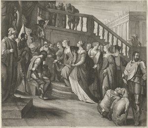 Ester före Ahasveros av Wenceslaus Hollar