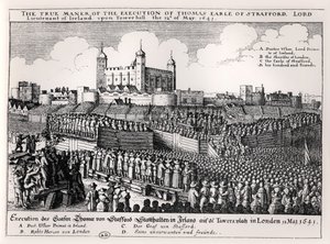 Straffords avrättning, 12 maj 1641 (gravyr) (svartvitt foto)