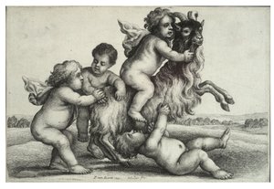 Fyra små pojkar och en get av Wenceslaus Hollar