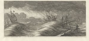 Galär och andra fartyg i en havsstorm Sea storms (serietitel) av Wenceslaus Hollar